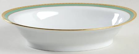 Green Band 9" Oval Vegetable Bowl