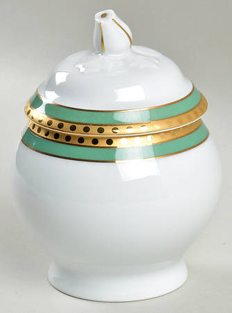 Green Band Sugar Bowl & Lid