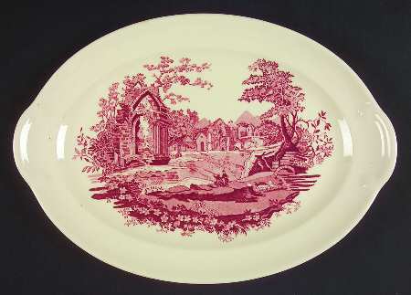 English Abbey Red (Smooth, Rim, No Trim) 11" Oval Serving Platter