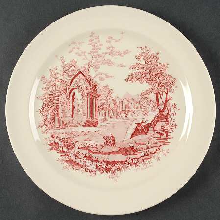 English Abbey Red (Smooth, Rim, No Trim) Luncheon Plate