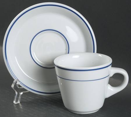 Dinerware Blue Flat Cup & Saucer Set by Ten Strawberry Street