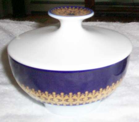 Cobalt Gold Sugar Bowl & Lid
