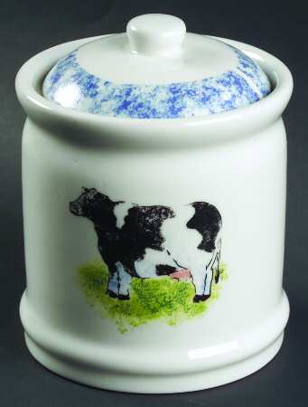 Country Barn Cow Small Canister & Lid