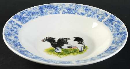 Country Barn Cow Large Rim Soup Bowl