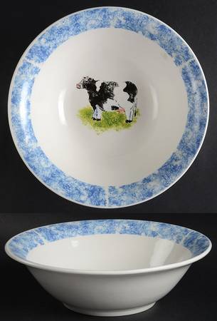 Country Barn Cow 9" Round Vegetable Bowl