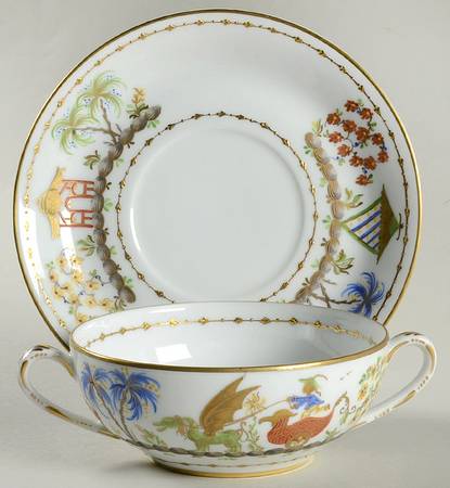 Cirque Chinois Flat Cream Soup Bowl & Saucer Set