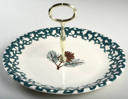 Pine Cone Round Serving Plate with Center Handle (Dp) Hc