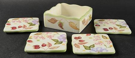 Evelyn 5-Piece Coaster Set (Holder & 4 Coasters)