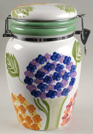 Hydrangea Garden Extra Large Canister with Hinged Lid