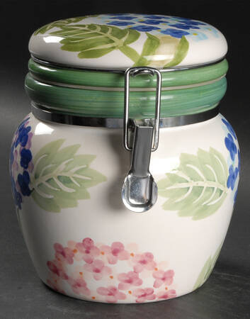 Hydrangea Garden Medium Canister with Hinged Lid