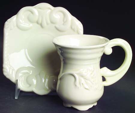Millicent's Fancy Cream Footed Cup & Saucer Set