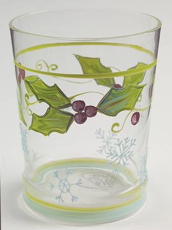 Sweet Tidings 16 Oz Handpainted Glassware Double Old Fashioned
