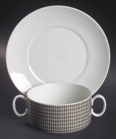 Onyx Grey Flat Cream Soup Bowl & Saucer Set