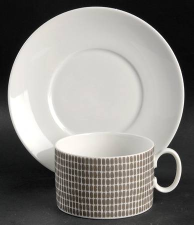 Onyx Grey Flat Cup & Saucer Set
