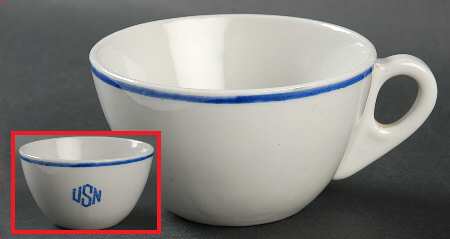 U S Navy Mess China Warrant Officer Flat Cup