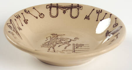 Branding Iron Bronco (Brown On Tan) Fruit/Dessert (Sauce) Bowl