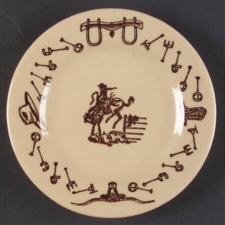 Branding Iron Bronco (Brown On Tan) Small Bread & Butter Plate