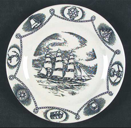 Trade Winds Black (White Body) Bread & Butter Plate