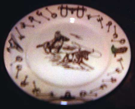 Branding Iron Lasso (Brown On Tan) Dinner Plate