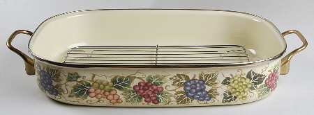 Cabernet (Semi Scallop, Rippled) 16" Rectangular Roaster with Rack