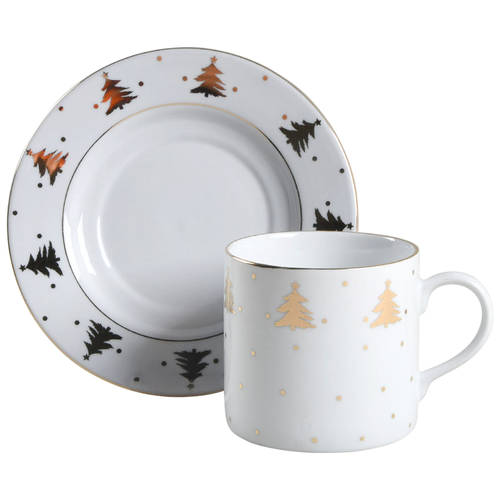 Golden Pines Flat Cup & Saucer Set