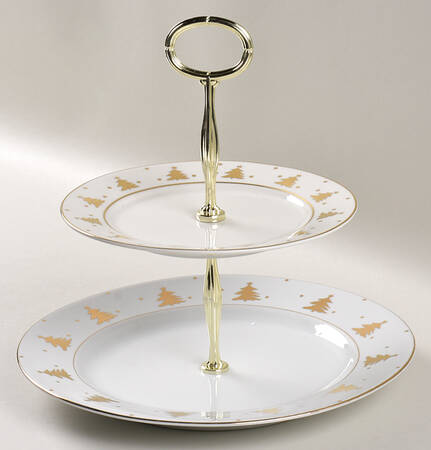 Golden Pines 6 5/8"-10"  2 Tiered Serving Tray (Dp, Sp) HC