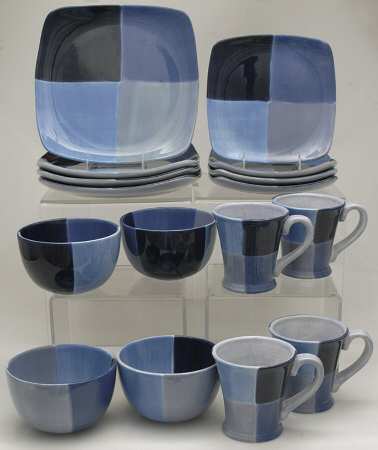 Quadrettini 16 Pc Set-4ea Motif Blue