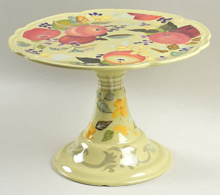 Fruitful Tapestry Footed Cake Plate