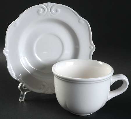 Blanc De Blanc Flat Cup & Saucer Set