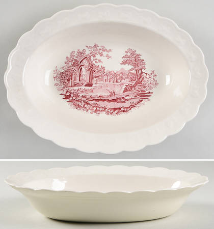 English Abbey Red (Garland, Rim, No Trim) 9" Oval Vegetable Bowl