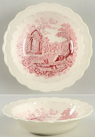English Abbey Red (Garland, Rim, No Trim) Fruit/Dessert (Sauce) Bowl