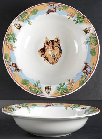 TIE37 (White Background) 9" Round Vegetable Bowl