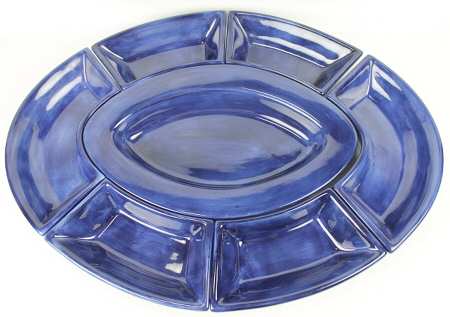 Espana Cobalt 7pc Lazy Susan (4 Sides, 2 Ends, & Lg Oval Center
