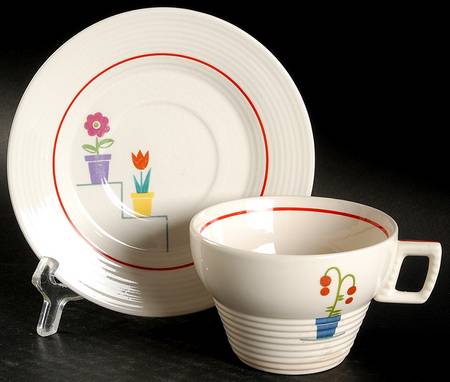 Posey Shop (Ridged Rim) Flat Cup & Saucer Set