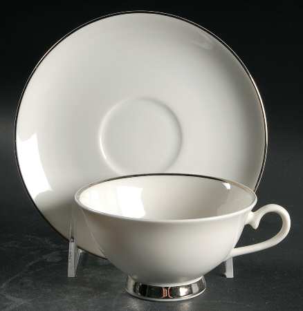 Wedding Band Footed Cup & Saucer Set