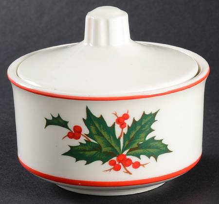Holiday Wreath (3-8" Rim) Sugar Bowl & Lid
