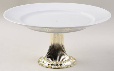 Vario White Cake Stand with 4"-5" Metal Pedestal  Hc