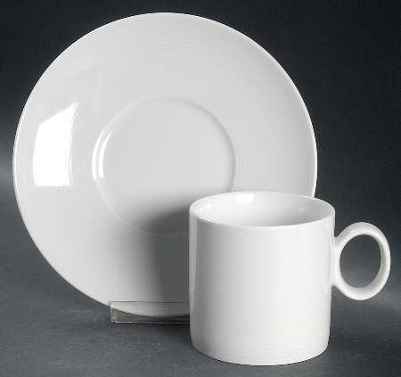Loft White Flat Cup & Saucer Set