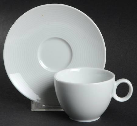 Loft White Flat Demitasse Cup & Saucer Set