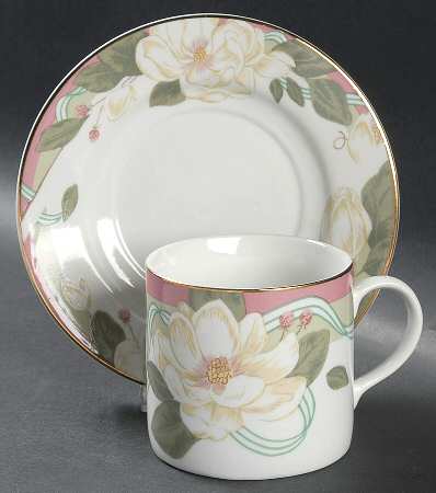Spring Magnolia Flat Cup & Saucer Set