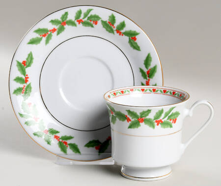 Holly (Verge) Footed Cup & Saucer Set