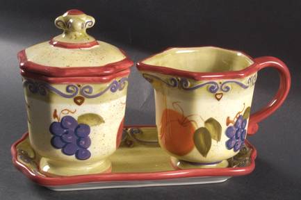 Medici Creamer & Sugar with Lid & Tray Set