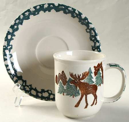 Woodland Moose Flat Cup & Saucer Set