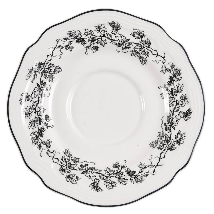 New England Toile Black (Gamebirds) Saucer for Flat Cup by Tabletops Unlimited