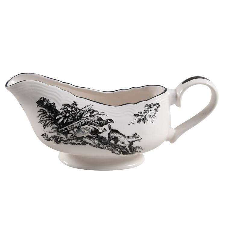 New England Toile Black (Gamebirds) Gravy Boat
