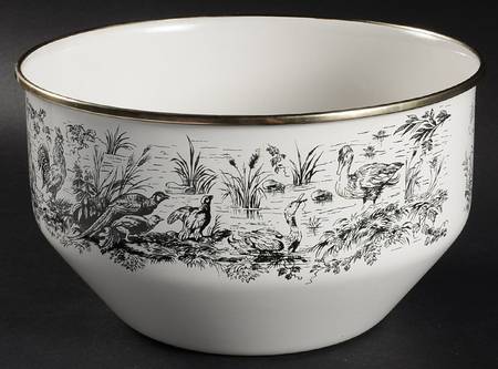 New England Toile Black (Gamebirds) 8" Metal Mixing Bowl
