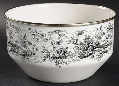 New England Toile Black (Gamebirds) 8" Metal Mixing Bowl