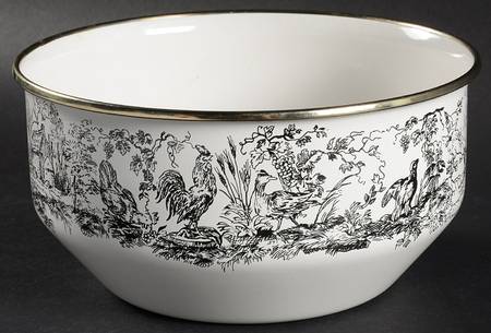 New England Toile Black (Gamebirds) 7" Metal Mixing Bowl