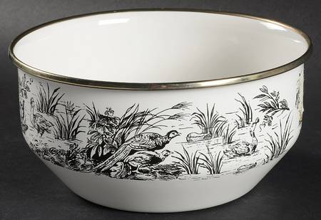 New England Toile Black (Gamebirds) 6" Metal Mixing Bowl