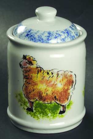 Country Barn Sheep Small Canister & Lid